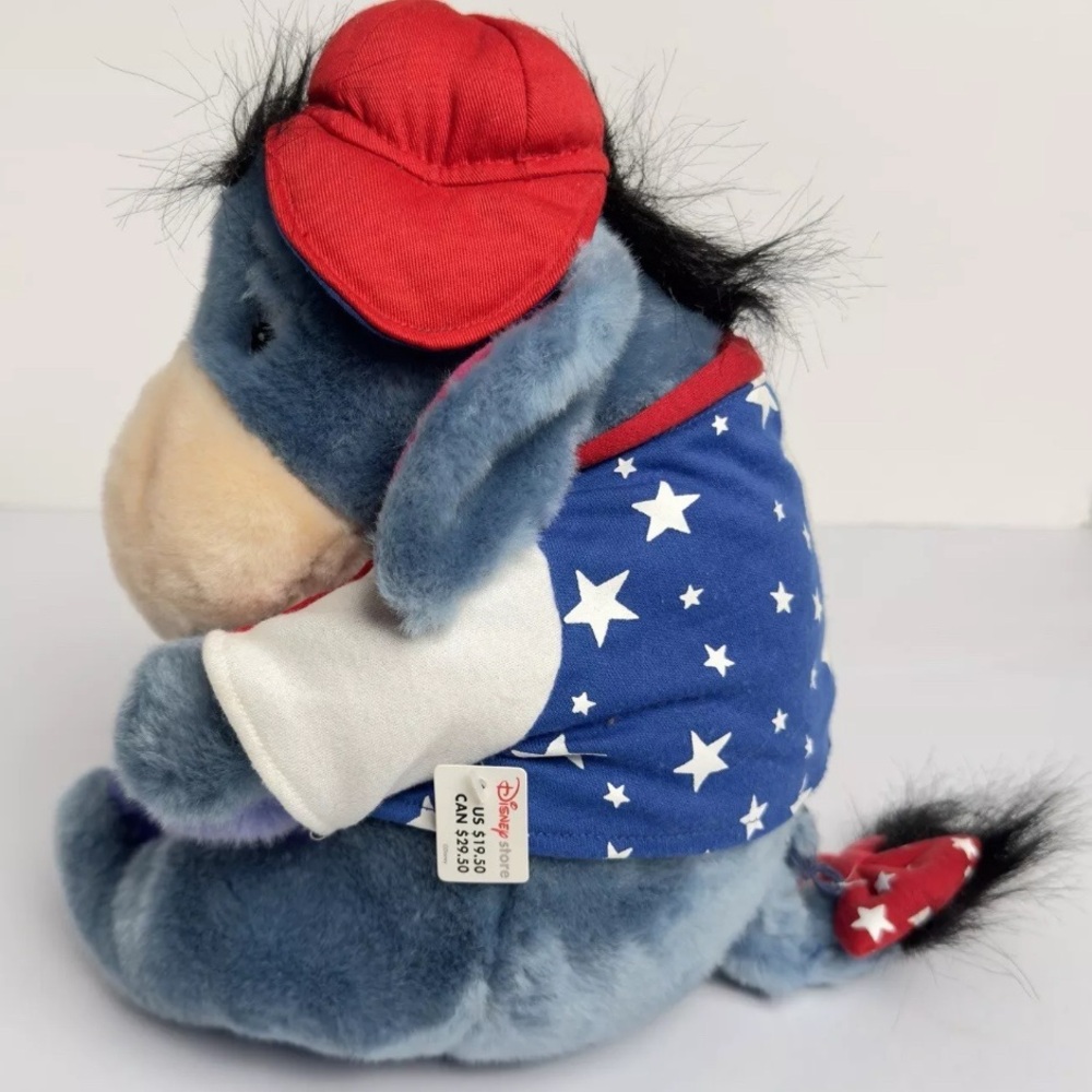 Disney Store‎ Patriotic 4th of July Plush Red With & Blue Eeyore Adorable w Tag